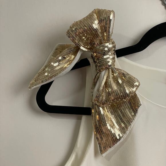 J. Crew 0 tank top white gold sequin bow festive classic contemporary Corpcore - Picture 5 of 8